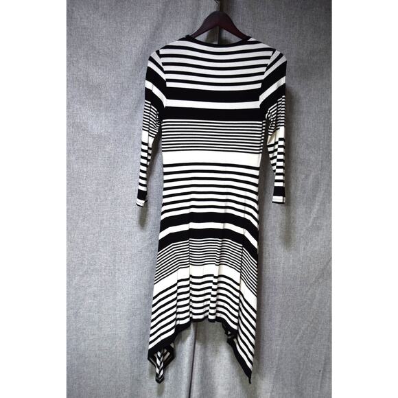 Trina Turk Women’s Black & White Striped Asymmetrical Hem Dress Size M - Picture 3 of 3